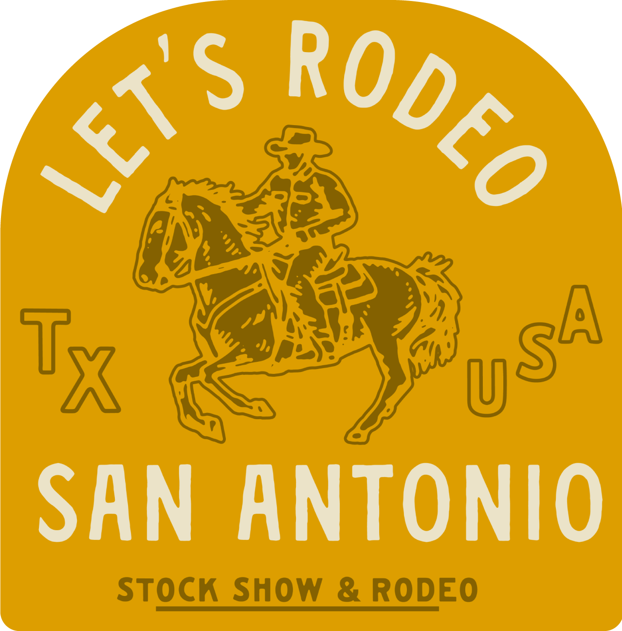 YELLOW LETS RODEO HORSE STICKER