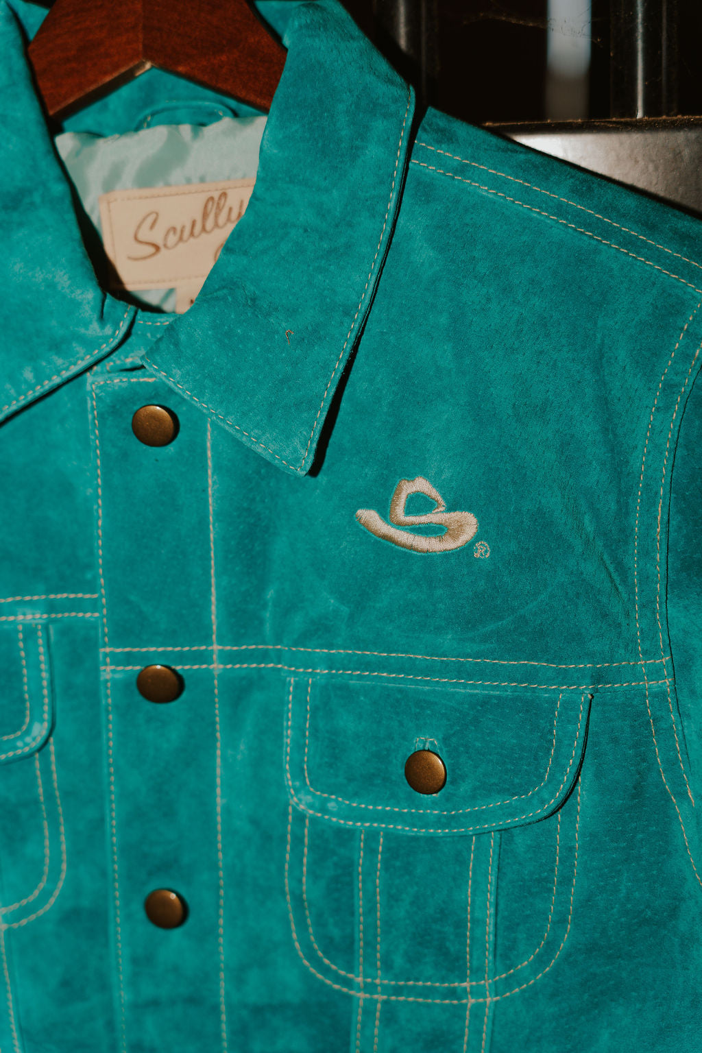 LADIES TEAL SUEDE JACKET