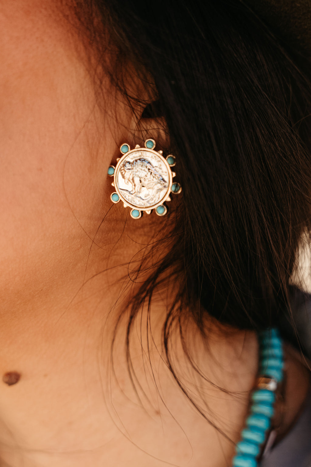 BUFFALO COIN STUD EARRINGS