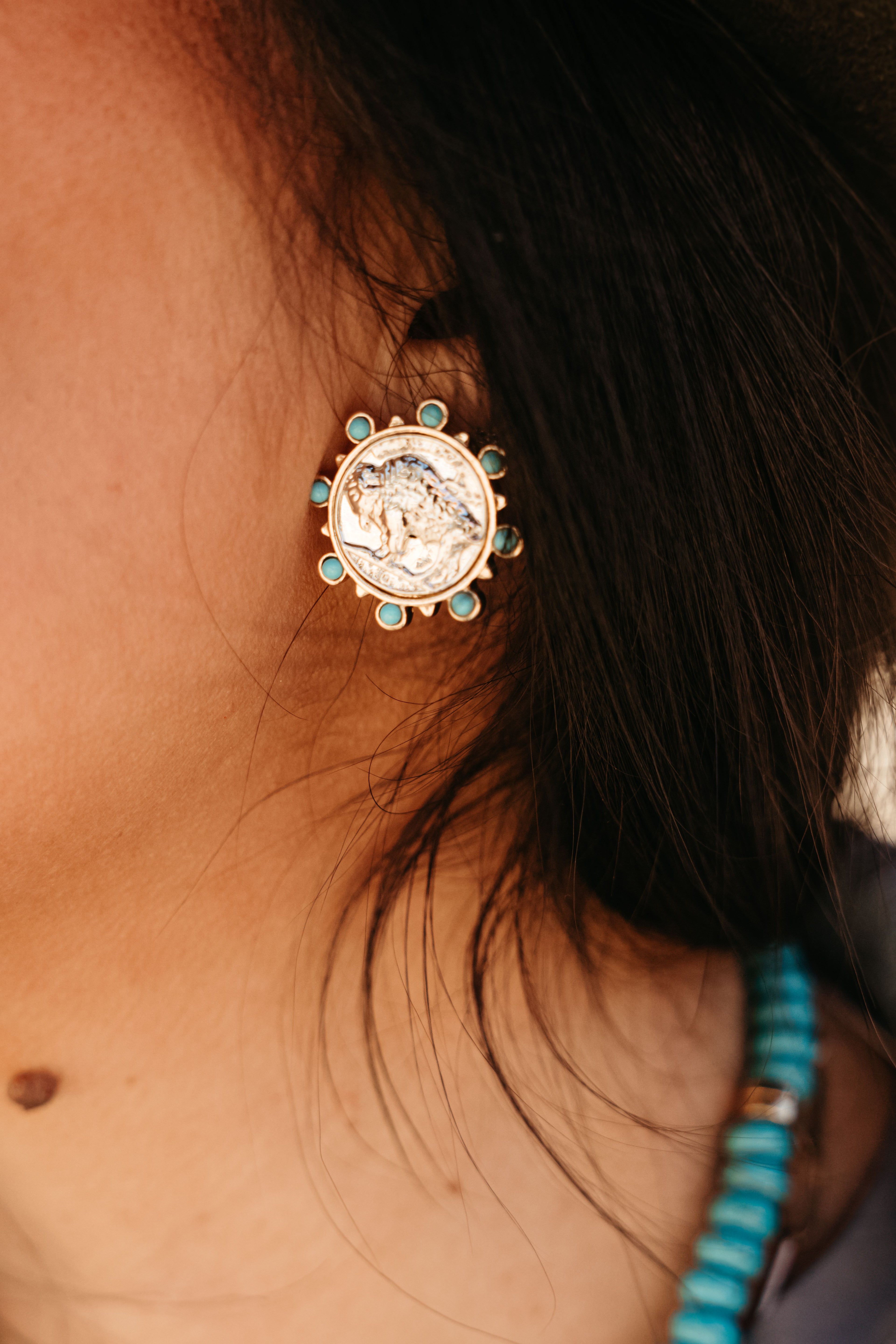BUFFALO COIN STUD EARRINGS