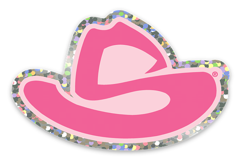HAT STICKER PINK GLITTER