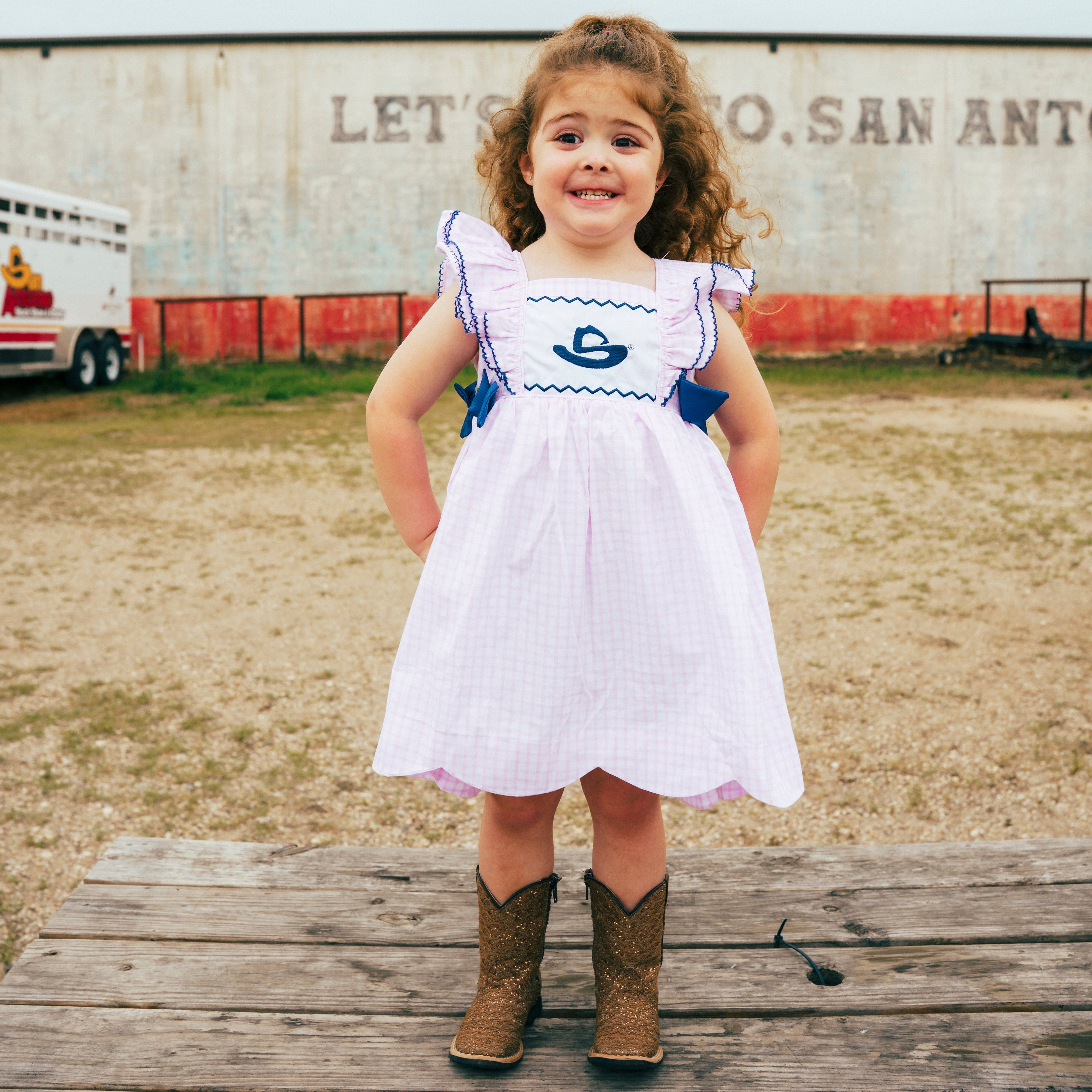 GIRLS PINK GINGHAM DRESS