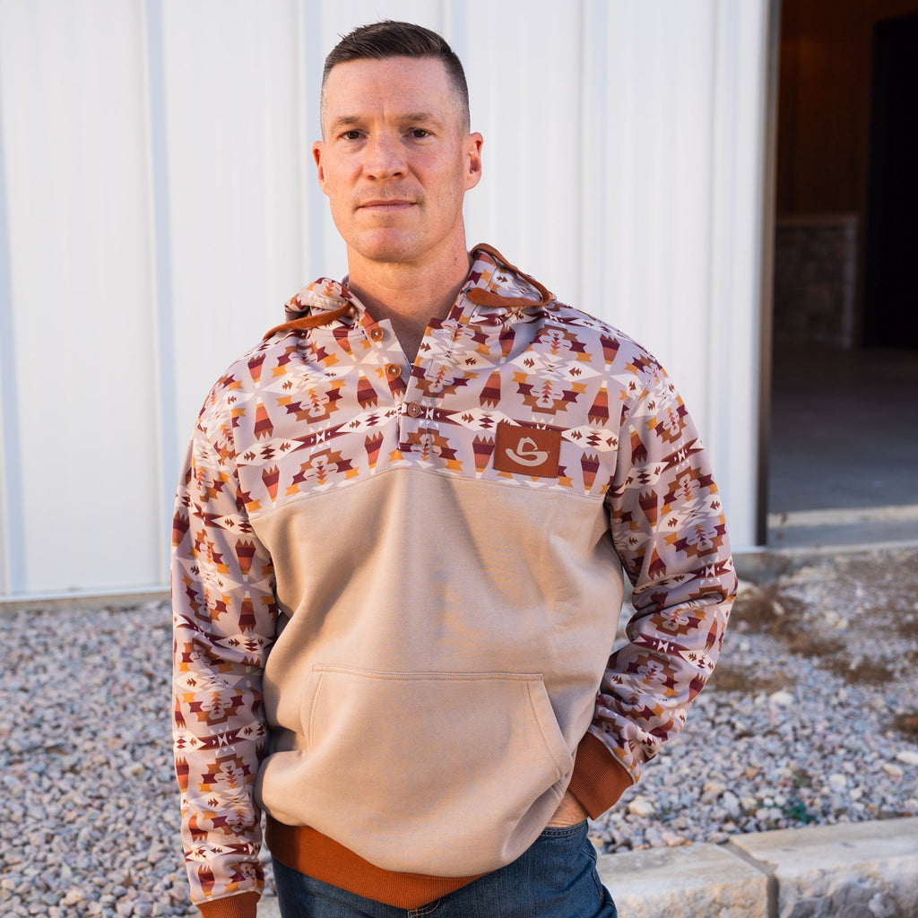 MENS TAN AZTEC HOOEY HOODIE